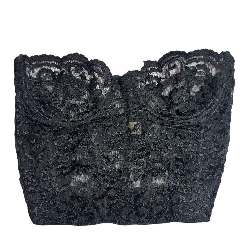 Vintage Victoria’s Secret Gold Label Corset Bustier Lace Black Gold 36B